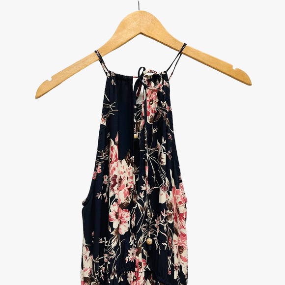Lulus Feel the Music Midnight Floral Print Maxi Dress Blue - Picture 6 of 7